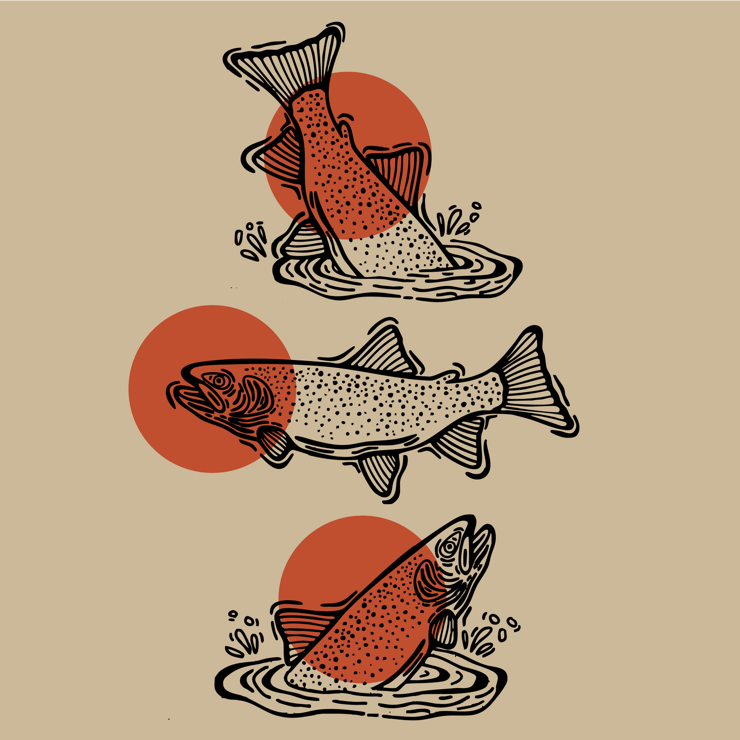 Rising Fish Print